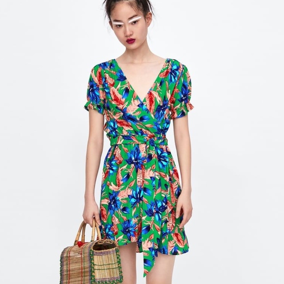 Zara green wrap dress Clearance